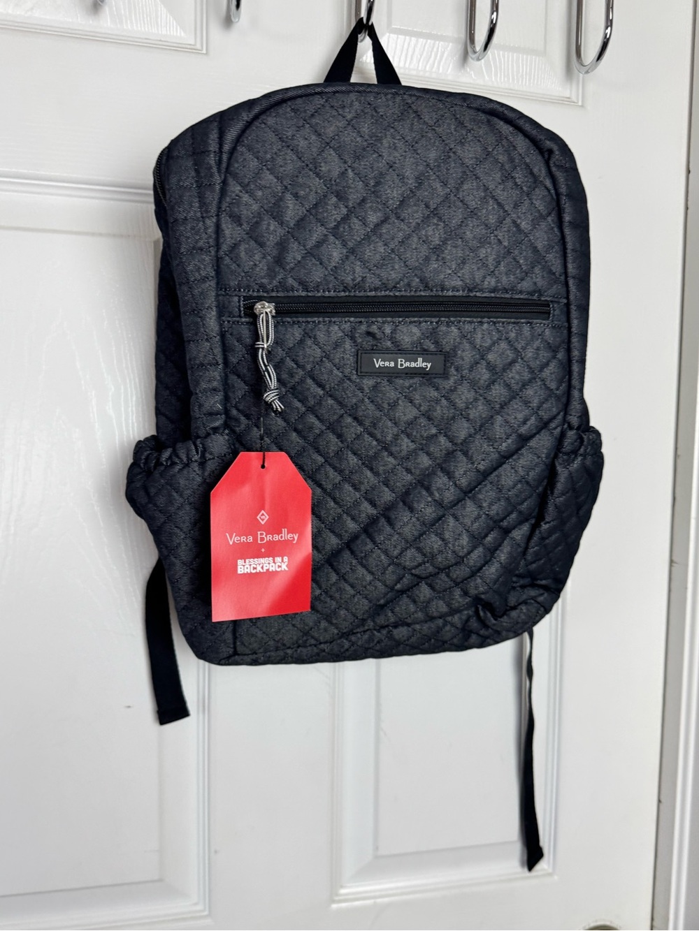 Vera Bradley Quilted Black Backpack with Front Zip Pocket New NWT - Picture 2 of 6